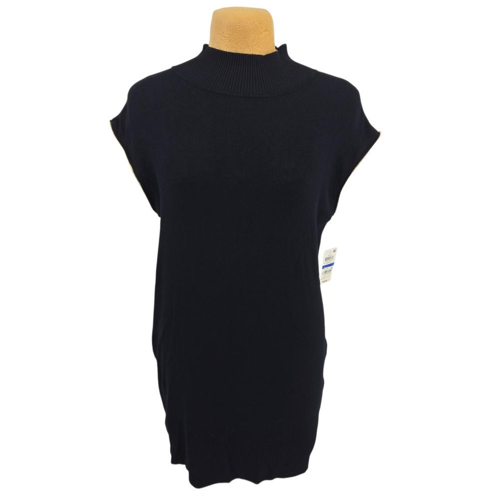 INC‎ International Concepts Sweater Dress XL Black Zipper Sleeveless Ribbed NWT